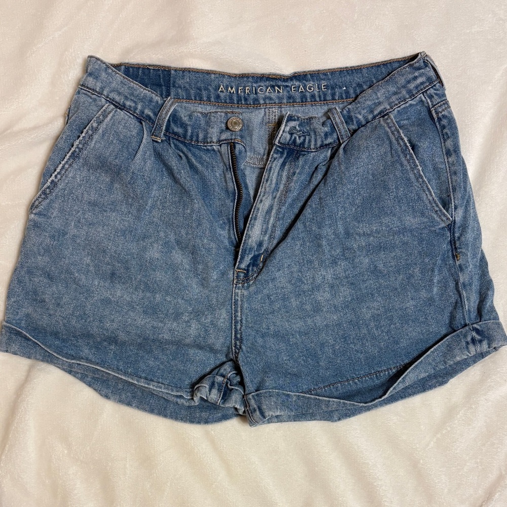 American Eagle Outfitters Blue Jean Shorts High-Waisted Casual